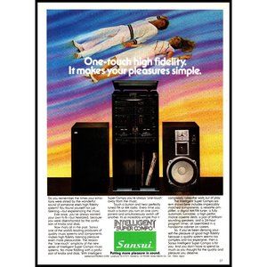 1982 Sansui Intelligent Super Compo Stereo Vintage Print Ad Audiophile Wall Art